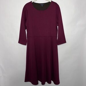 Lands End Fit And Flare Womens Medium Burgundy Dress